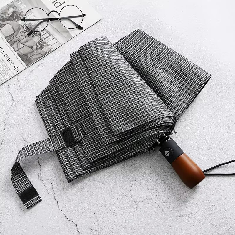 Klassiskt Houndstooth plädmönster hopfällbart paraply