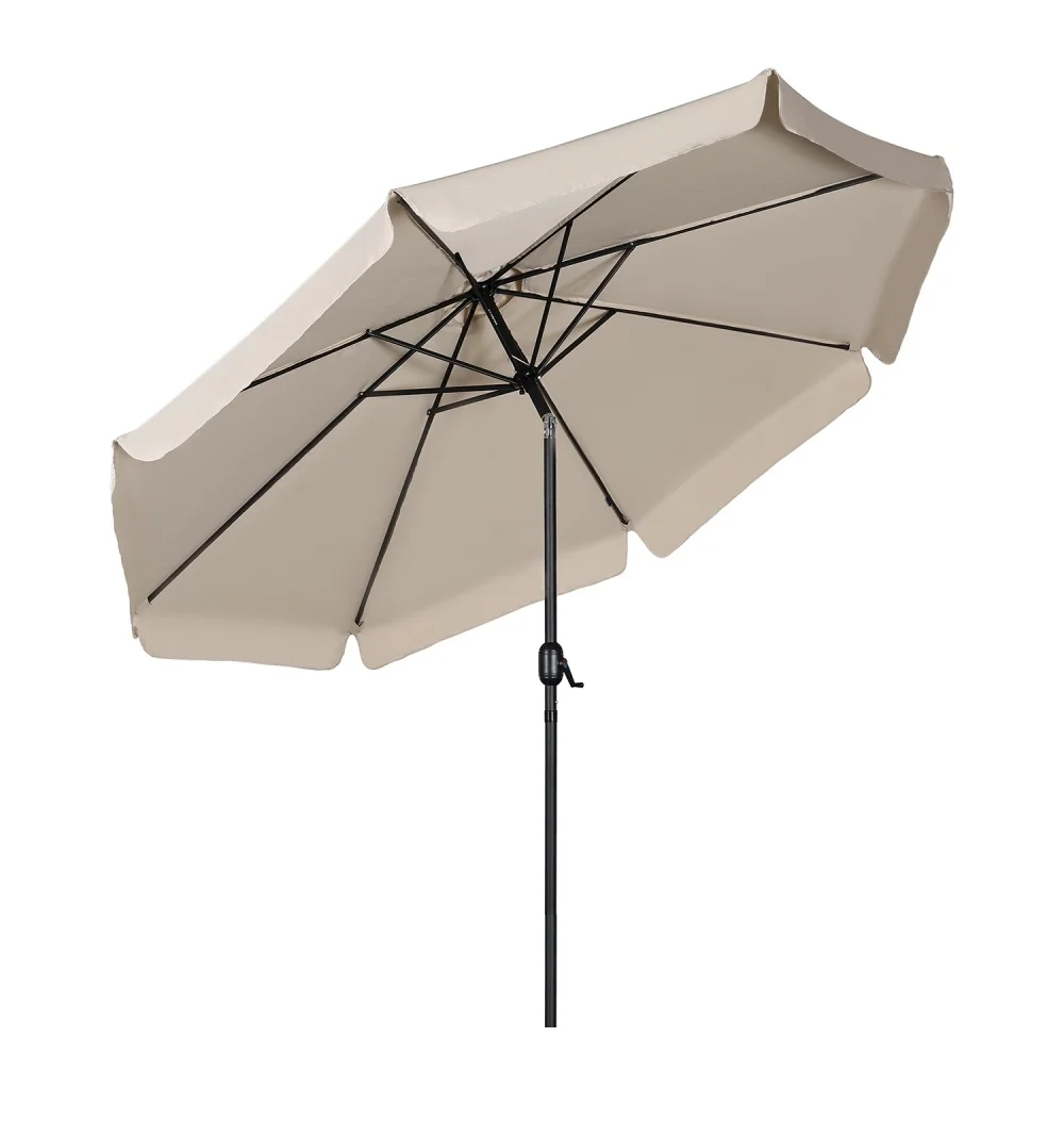 Trädgårdsparasoll med 300 cm diameter och beige 8-panels baldakin
