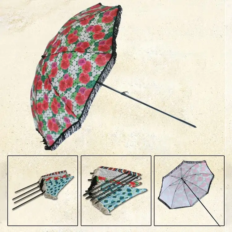 Wind Resistant Beach Umbrella with Tassels