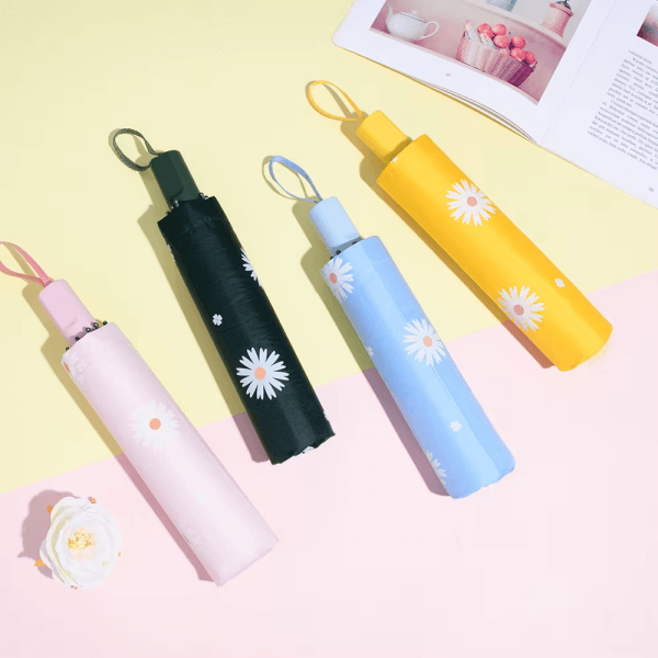 Härligt Daisy Print Folding Paraply