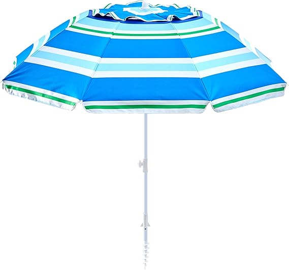 UPF50+ randigt justerbart strandparaply